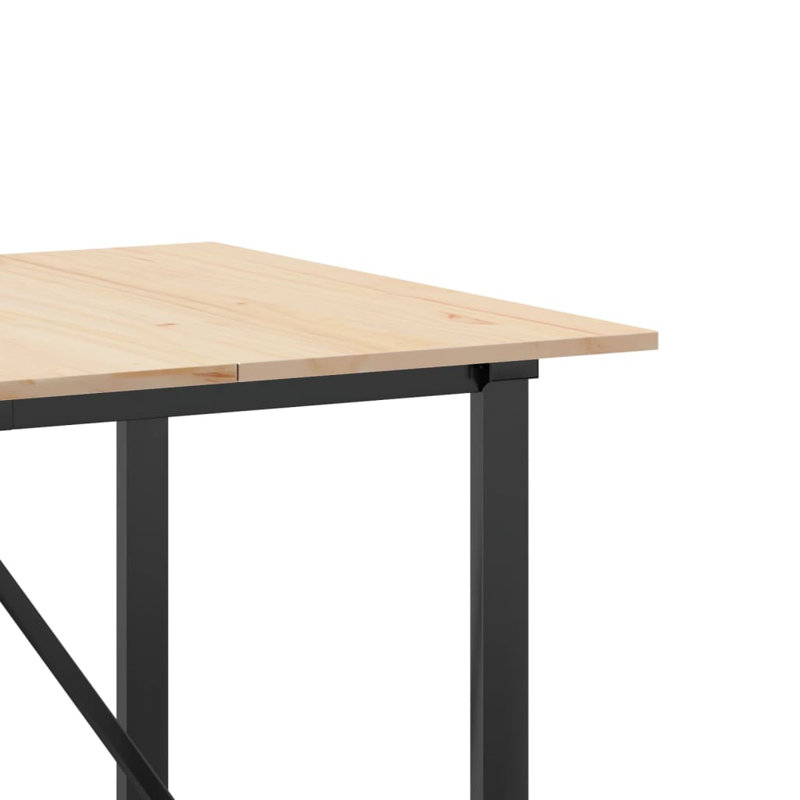 Solid Wood Top Dining Table, 75cm H x 180cm W x 90cm D