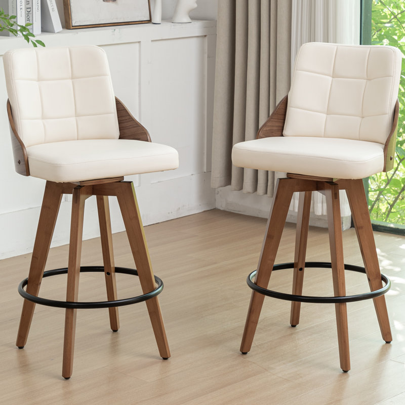 Pautauros Swivel 26" Counter Stools, Beige