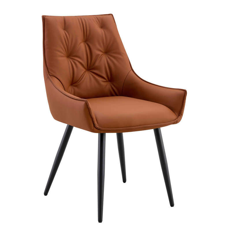 Ensemble de 2 chaises de salle à manger, chaise de salle à manger en similicuir, chaises de cuisine en métal avec pieds sablés, chaise rembourrée à dossier plat (ensemble de 2)