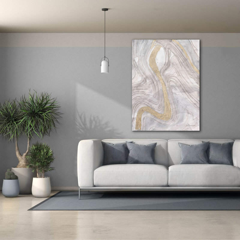 Toile épique Graffiti «Shimmering Water 3 Neutral» par Albena Hristova, 40 po x 54 po