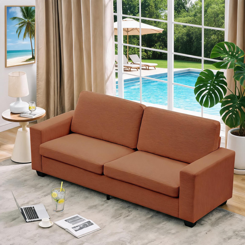 Canapé en velours côtelé de 83,86 po Cloud Comfort de Cloud Cloud, Velours côtelé orange, Rouge