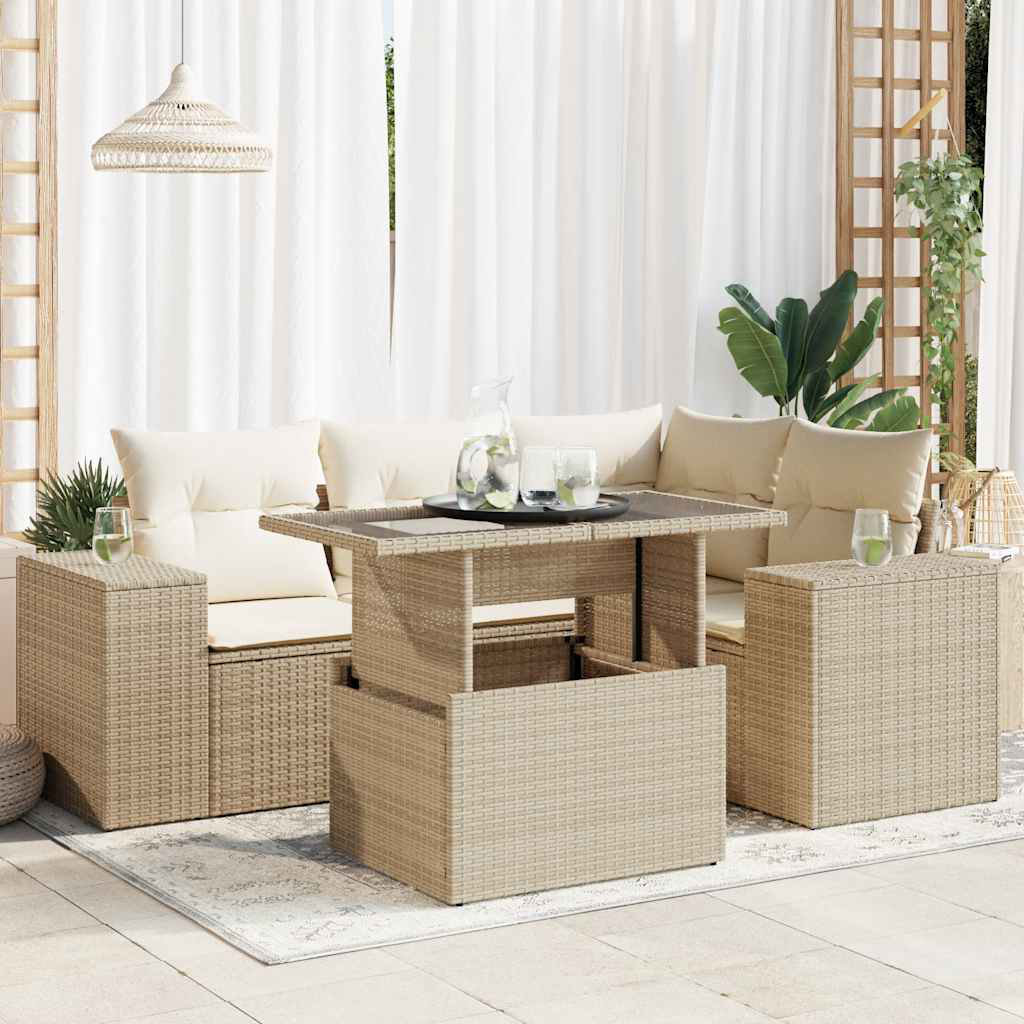 4-Sitzer Lounge-Set Almontiser aus Polyrattan mit Polster