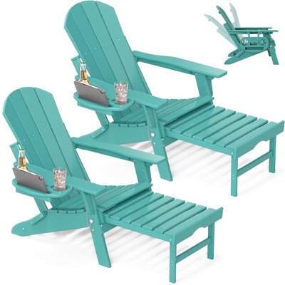 HDPE Folding And Adjustable Adirondack Chair With Ottoman