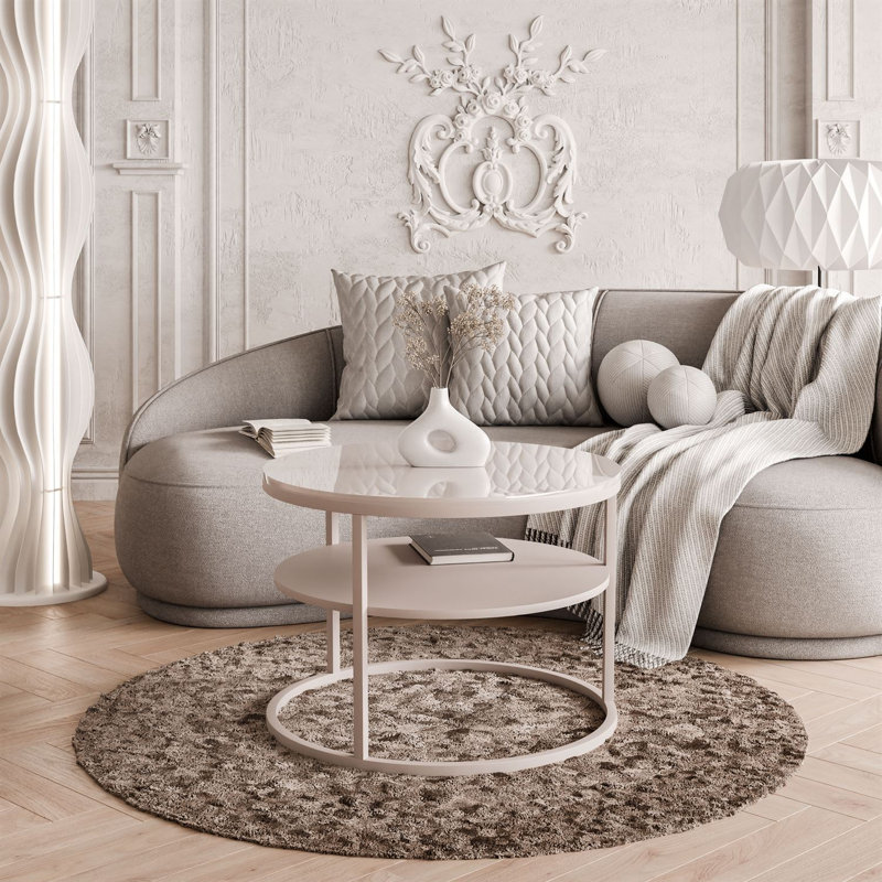 Frame Coffee Table with Storage, Cashmire Gloss
