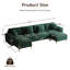Canapé modulaire en chenille en U 114 po avec méridienne et pieds dorés-481451799