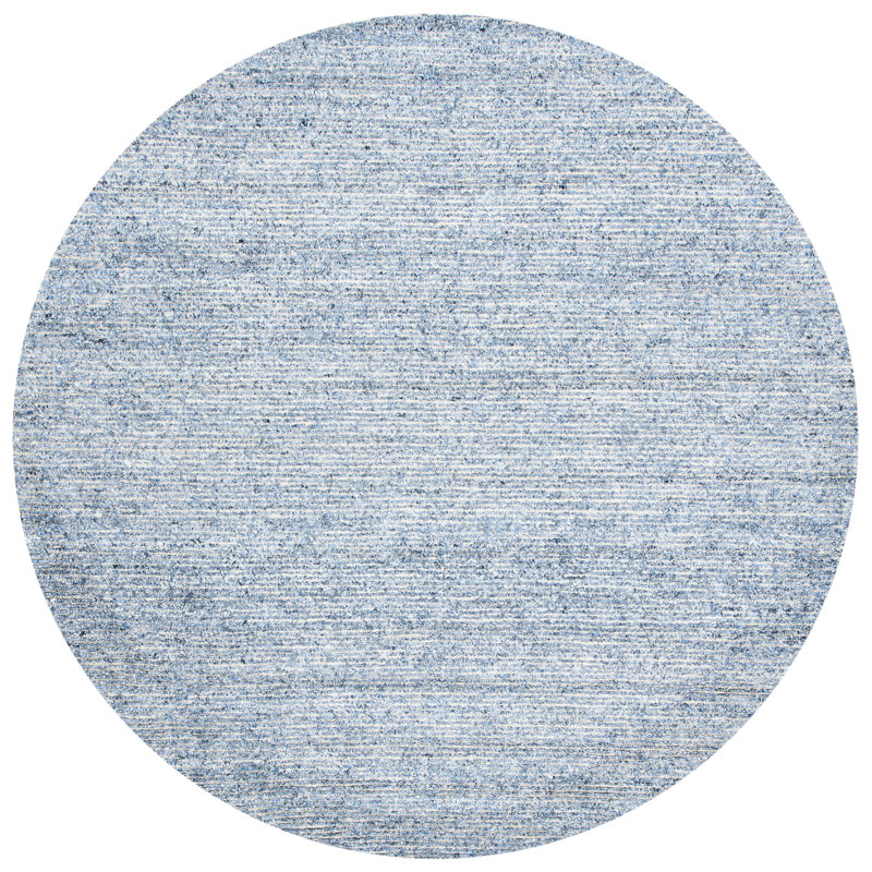 Tapis bleu en viscose / laine touffeté à la main Haddan, Rond 4 pi