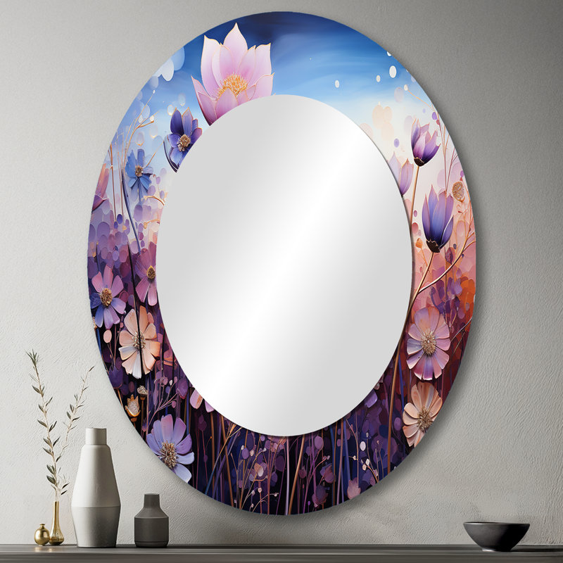 Miroir mural mauve moderne et violet, 43 po x 33 po