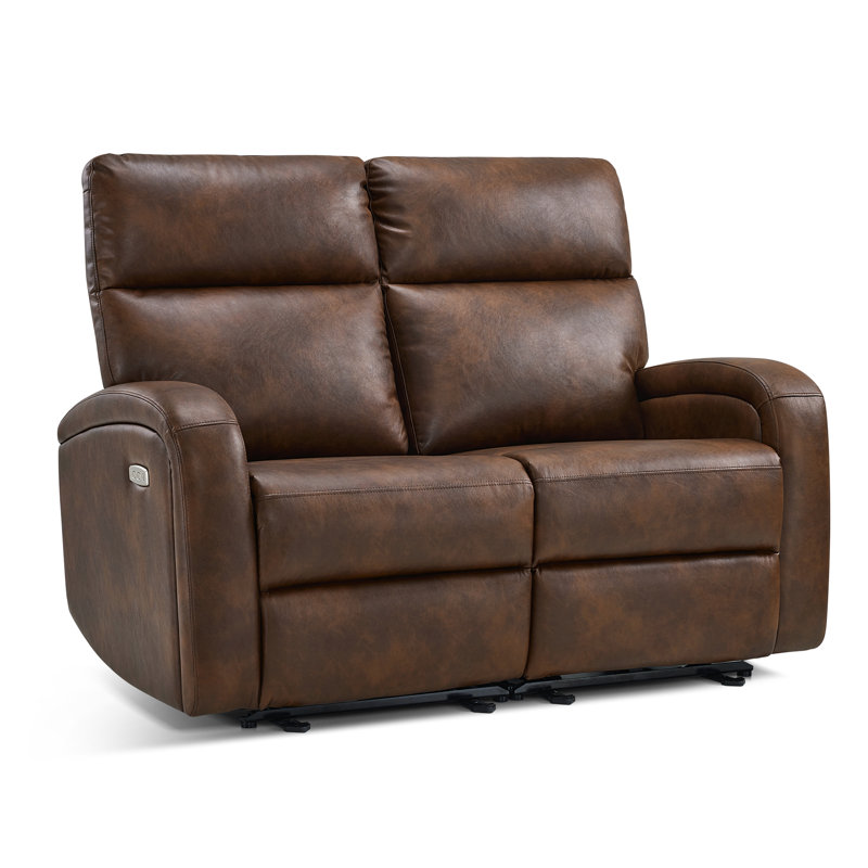 2 Seater Faux Leather Electric Loveseat, Dark Brown