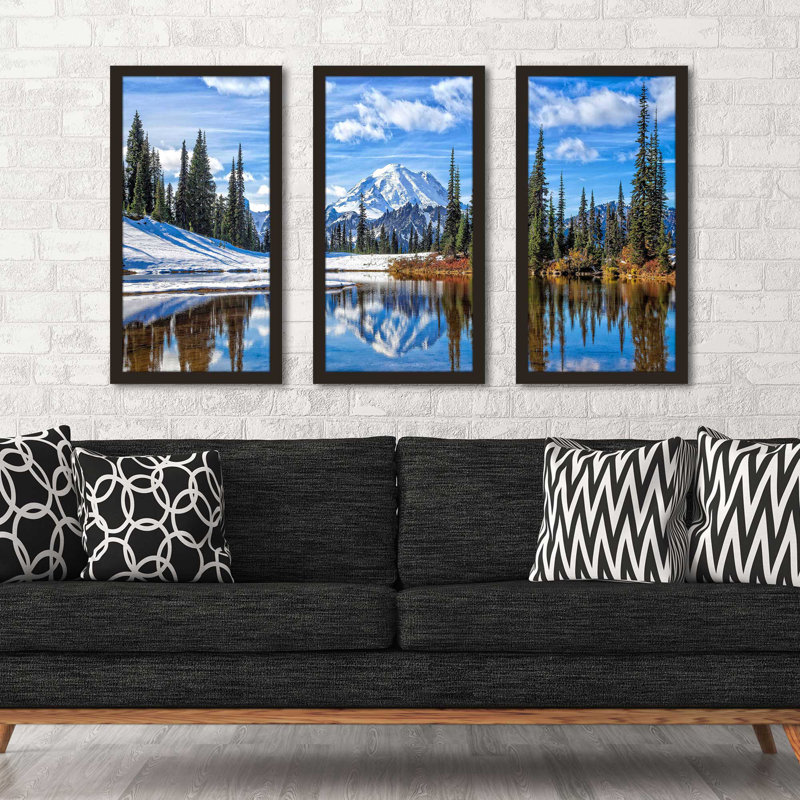 Mt. Rainier Vista par Michael Broom - Photographie de cadre 3 pièces, L 40,5 po x H 25,5 po x P 1 po