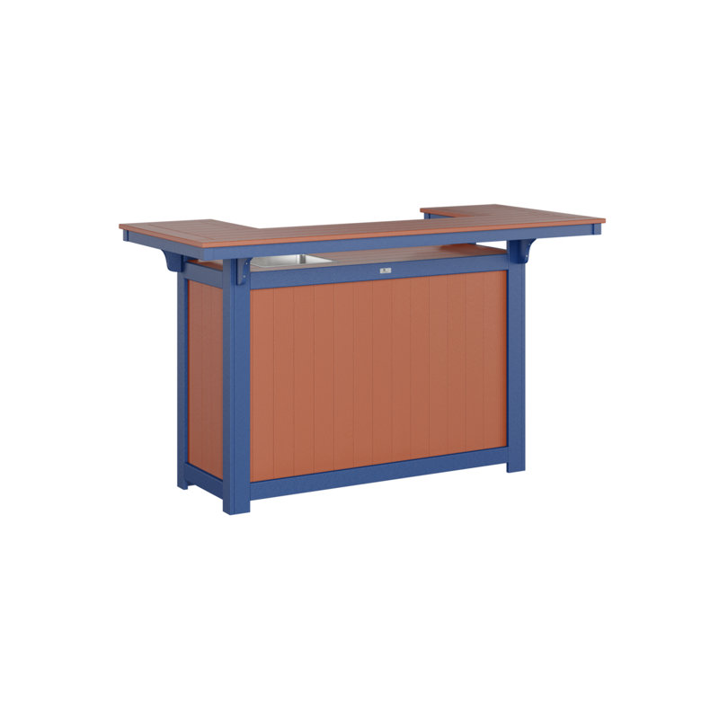 Outdoor Rectangle Bar Table, Pacific Blue, Mango Orange