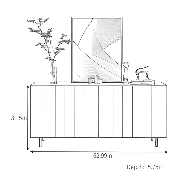 Buffet Modern Simplicity, H 31,5 po x l 62,99 po x P 15,75 po