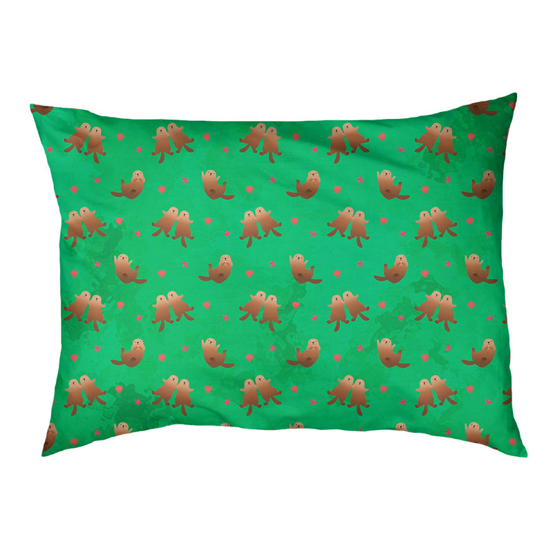 Coussin d'extérieur Campion Sea Otters, Très grand (l 52 po x P 42 po x H 17 po), Vert / Brun