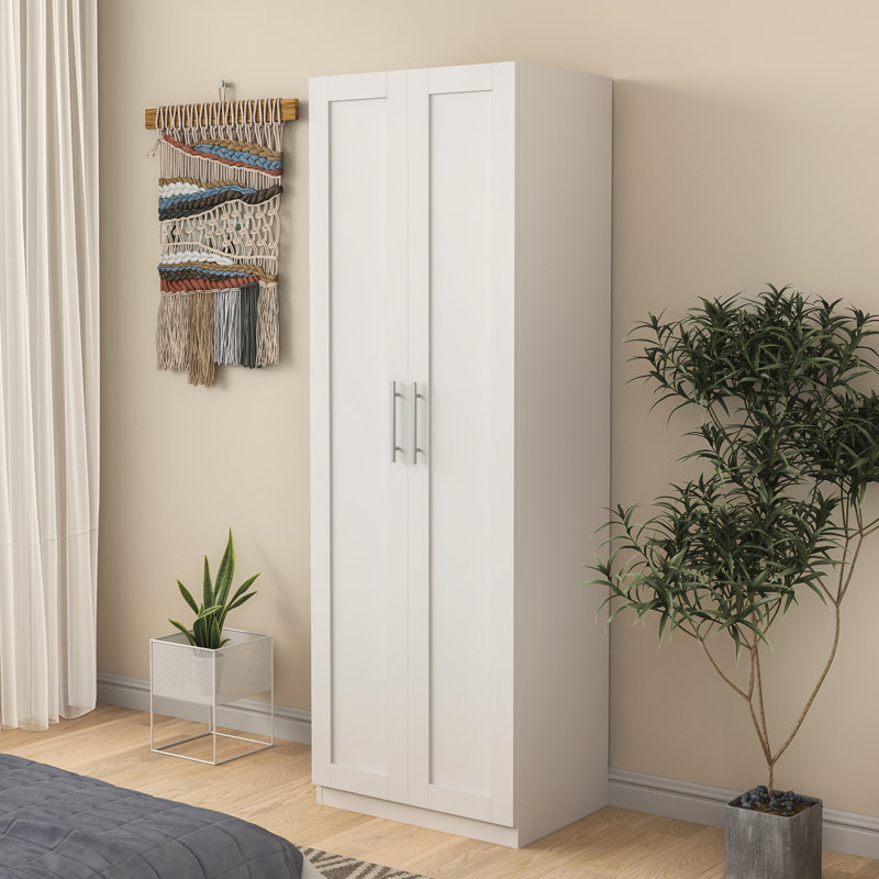 Armoire haute à 2 portes et 3 cloisons pour garde-robe et cuisine, 4 rangements, blanc, armoire à panneaux 2 portes 3 portes 15 mm, et plateau, tentant