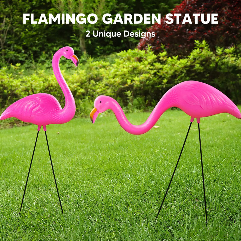 Petit ensemble de 6 piquets de jardin rose flamant rose