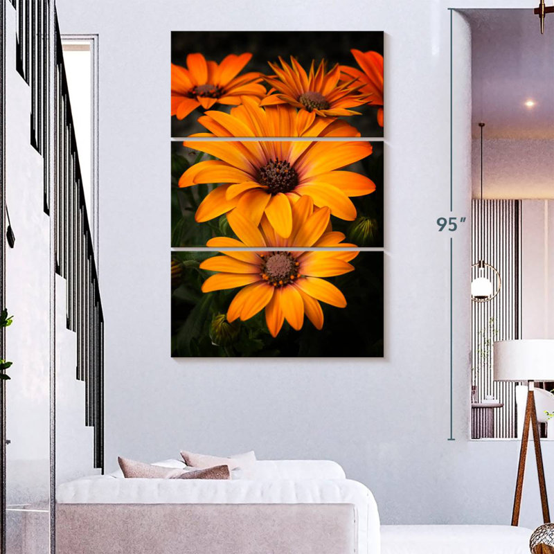 Fleurs de jardin orange Harnek, H 74 po x l 48 po