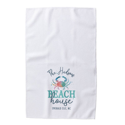 Serviette de thé personnalisable Crab Beach House