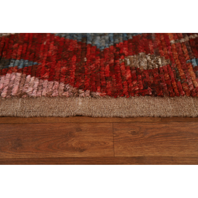 Tapis rouge marocain oriental fait à la main 9 x 12