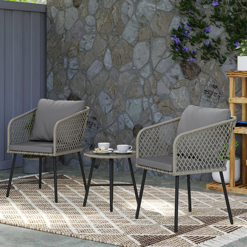 Patio Dining Set with, Gray, Light Gray