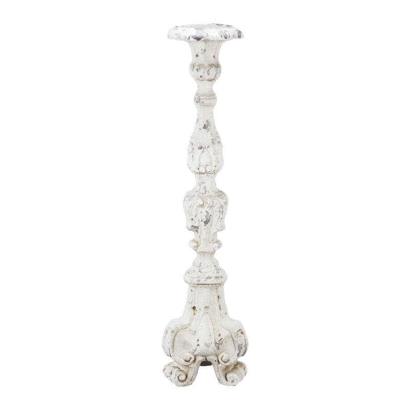 Jewa Vintage Pillar Candle Holder, 28 Inch Speckled White Magnesia