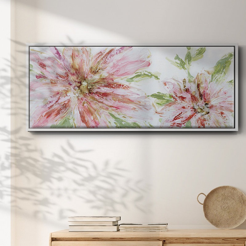 Floral Panache- Framed Canvas, 12" H x 30" W
