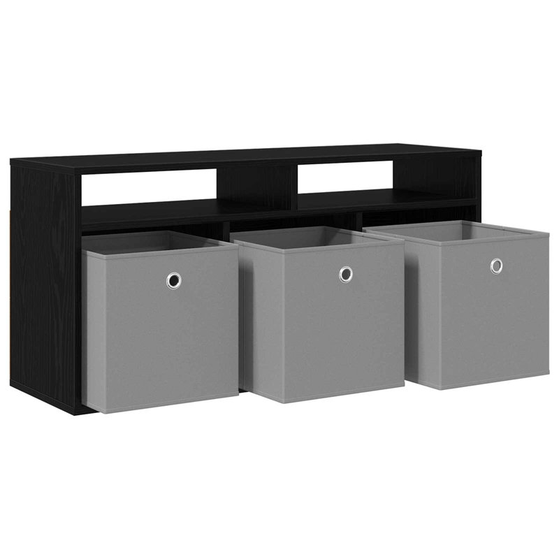 TV Stand, 19.09'' H x 40.16'' W x 12.6'' D, Black Oak