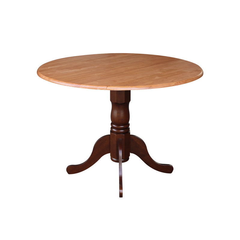 Philipston Extendable Round Solid Wood Dining Table, Pecan, Pecan