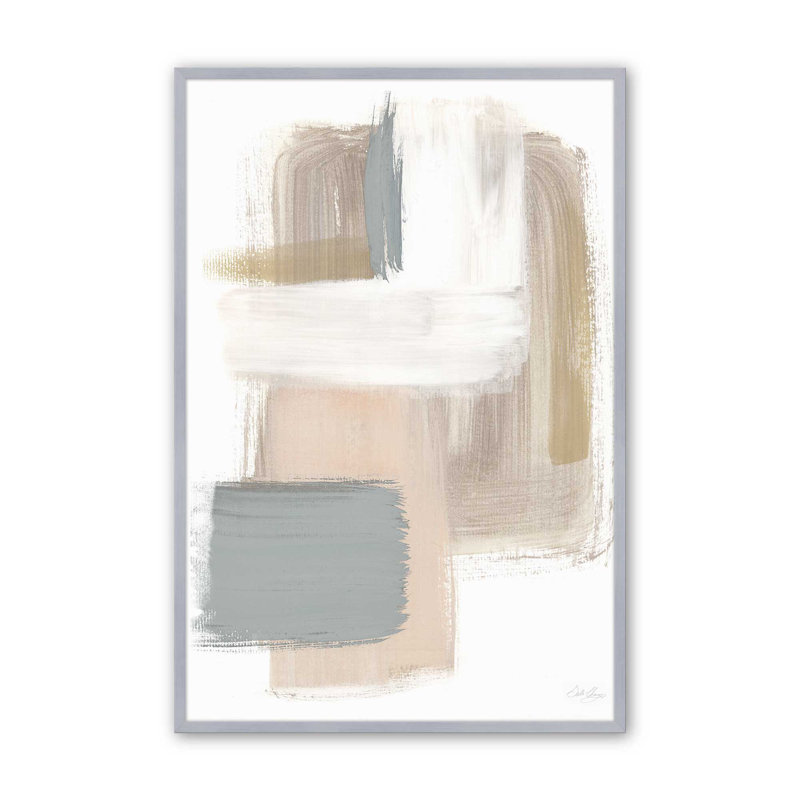 «Beige Ballet V1» sur papier, H 21,25 po x l 17,25 po, Cadre en chrome poli