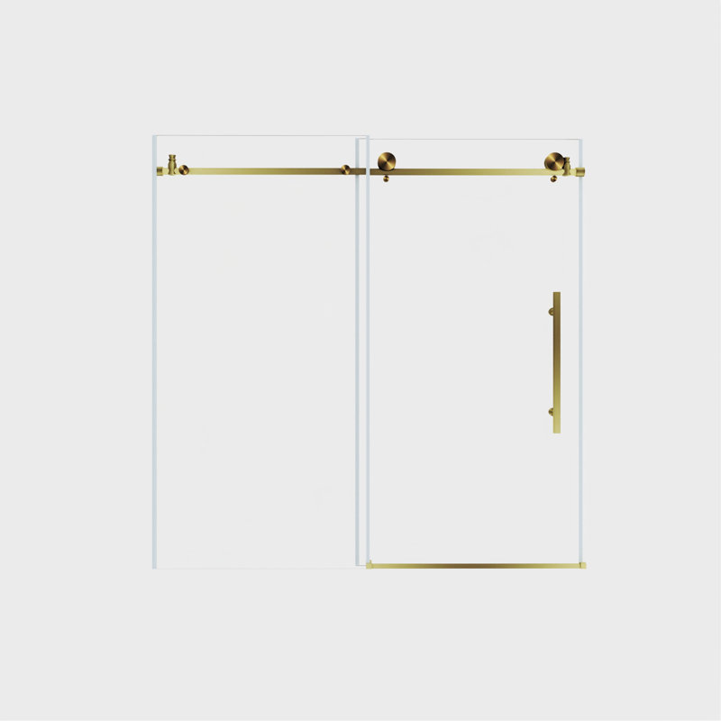 Frameless Shower Door 56-60 "W X 60" H, 1/4 "(6 Mm) Clear Tempered Glass, Explosion Proof Film, Stainless Steel Handle