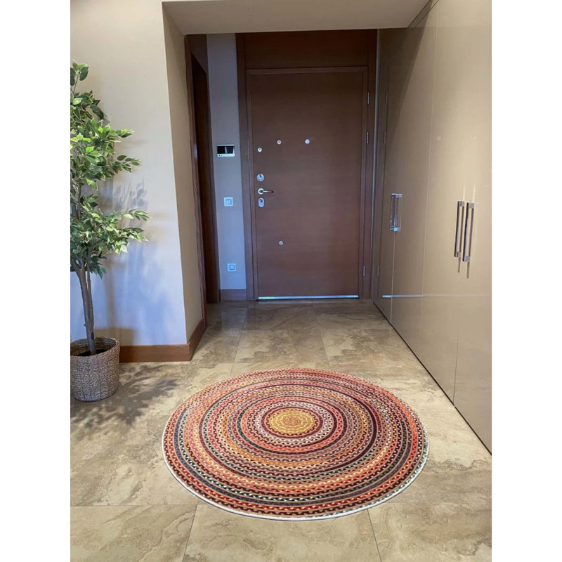 Tapis rond en coton Nachelle avec envers antidérapant, Rond 5 pi 11 po