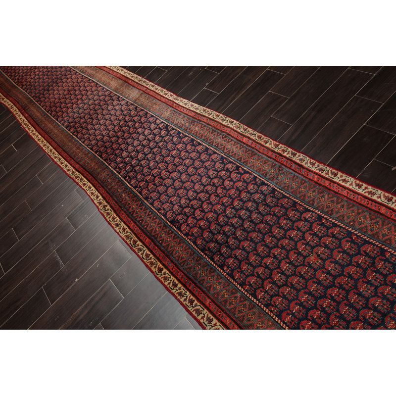 Tapis traditionnel en laine noué à la main 3 pi x 17 pi 7 po Kerman