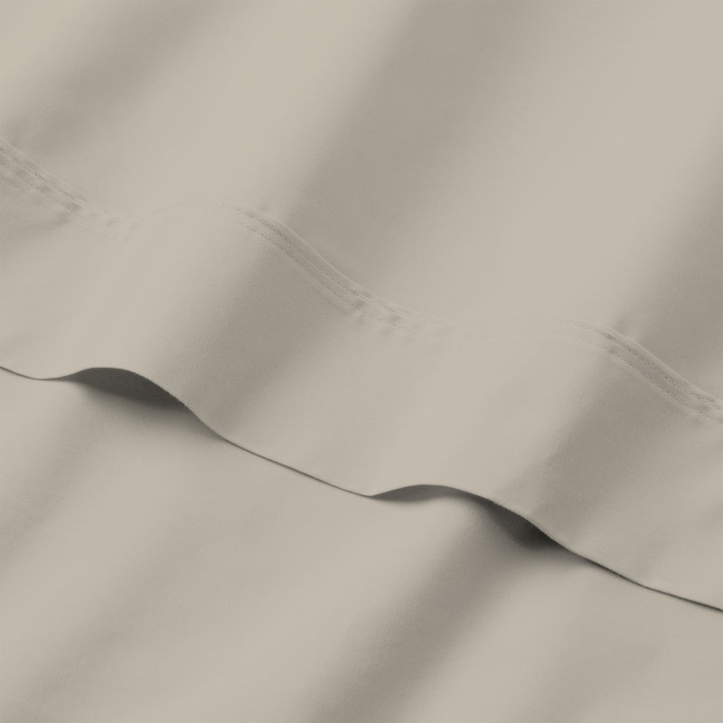 Beige King Cotton-Blend Wrinkle-Resistant Sheet Set