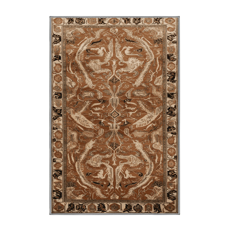 Tapis brun lavable à la machine, Rectangle de 5 pi x 8 pi