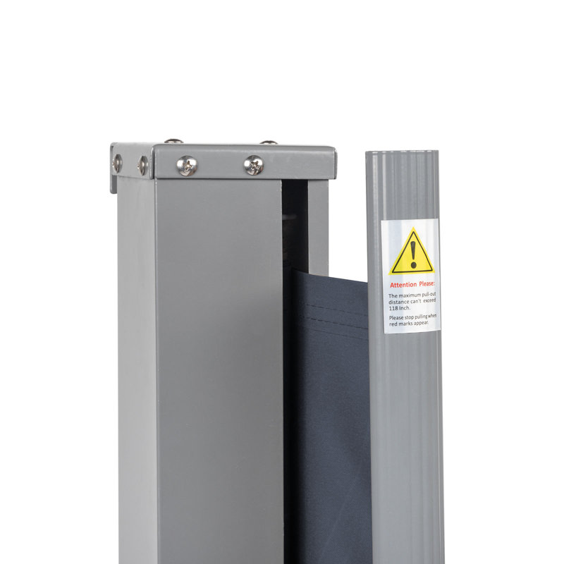 Paravent rétractable en composite, H 63 po x l 118,5 po x P 3,94 po, Gris foncé