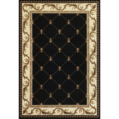 Corinthian Heirloom Traditional Black Ivory Performance Area Rug