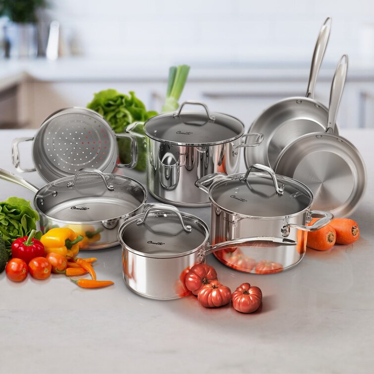 T-fal Stainless Steel Cookware Set 11 Piece Induction, Pots and