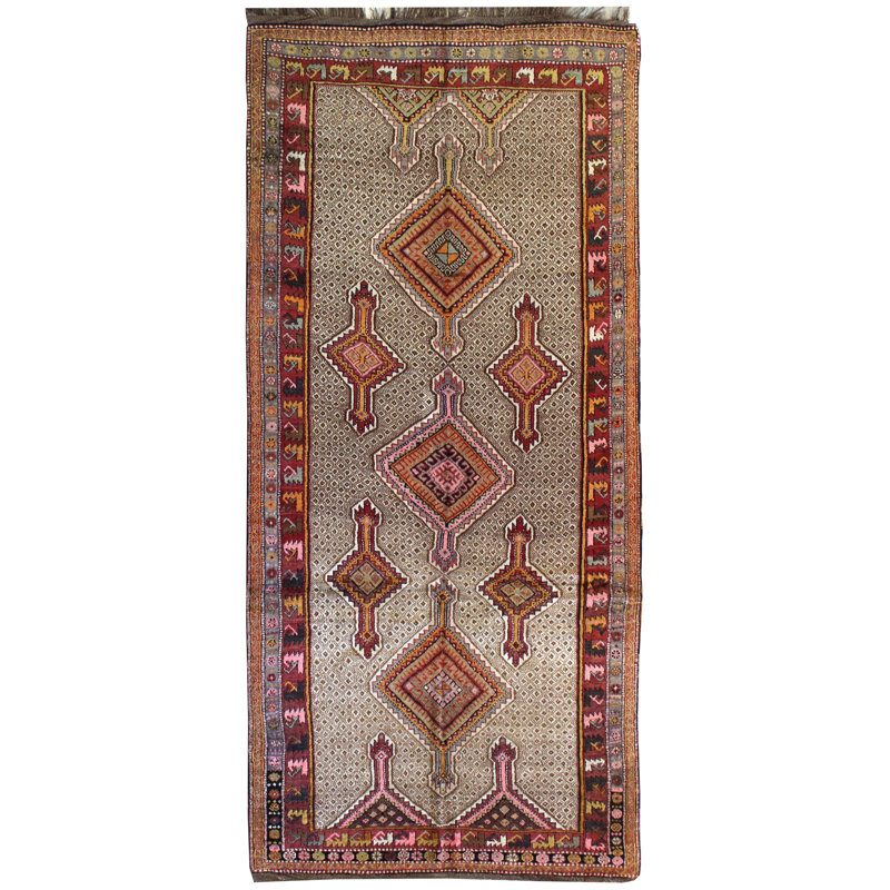 Tapis unique orange, brun et rouge de 5 pi 7 po x 12 pi 5 po Kars Serab