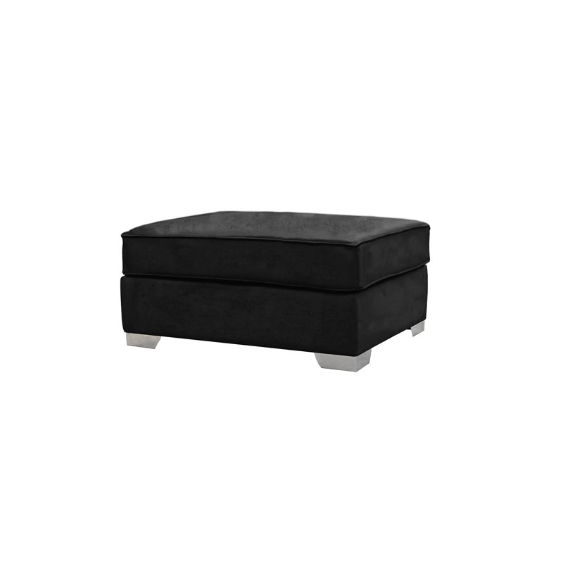 Quade 93cm Wide Velvet Rectangle No Pattern Standard Ottoman, Black