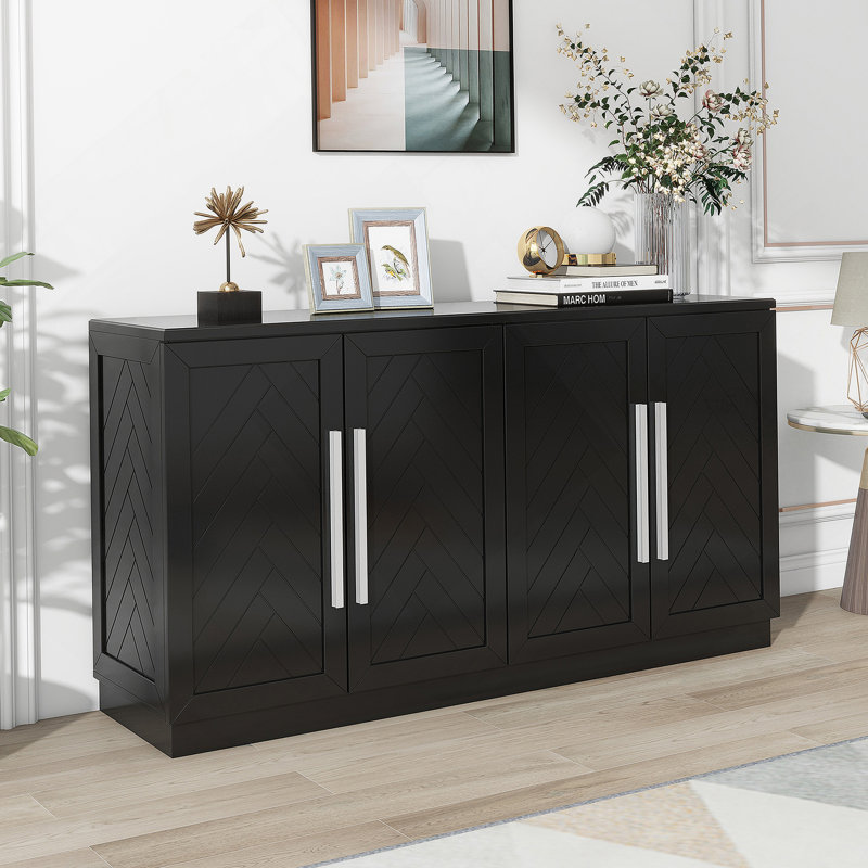Armoire décorative avec plusieurs espaces de rangement, conception à quatre portes, idéale pour organiser des articles et améliorer l'esthétique de la pièce