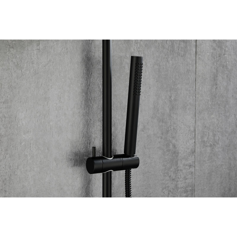 Height Adjustable Handheld Shower With Easy Design In Black Matte Nozzles And 28-inch Slide Bar Adjustment