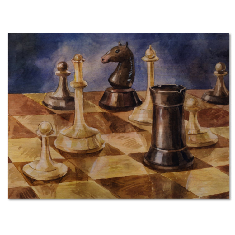 Winston Porter Chess Pieces Game On Wood Painting