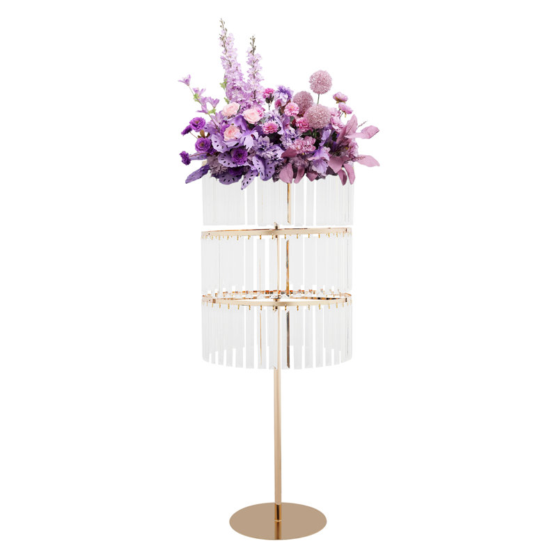 Support à fleurs avec pendentifs, support à fleurs à 3 niveaux, support à fleurs élégant pour les mariages