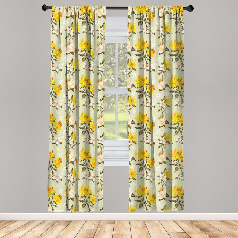 Flower Semi-Sheer Rod Pocket Curtain Panels, 28" x 63"