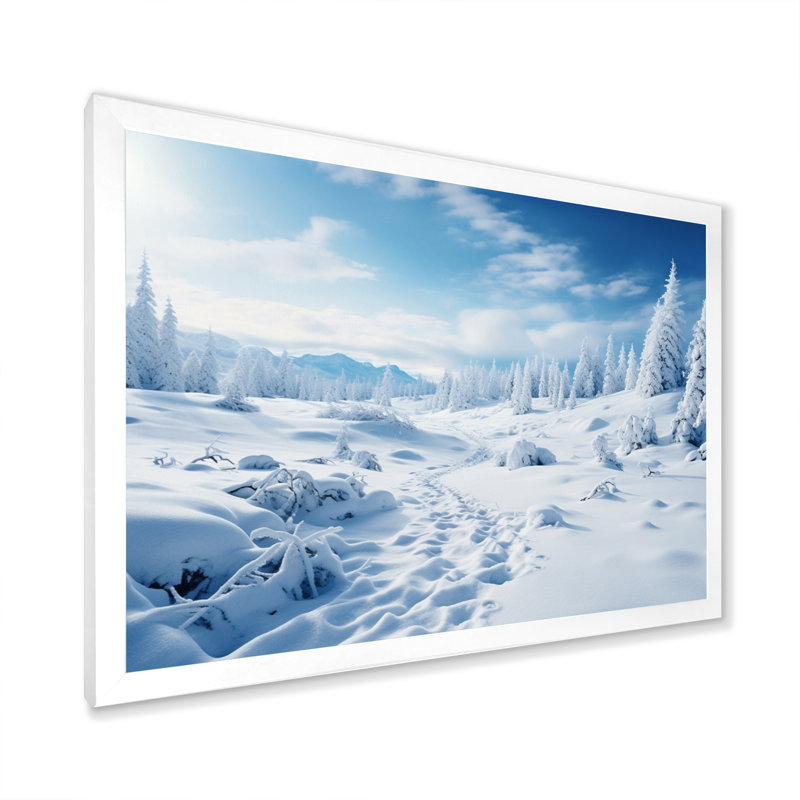 «Winter Snow Wonderland» sur toile, H 12 po x l 20 po x P 1 po, Cadre simple blanc