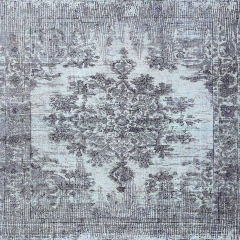 Tapis traditionnel gris / noir, Rond 5 pi