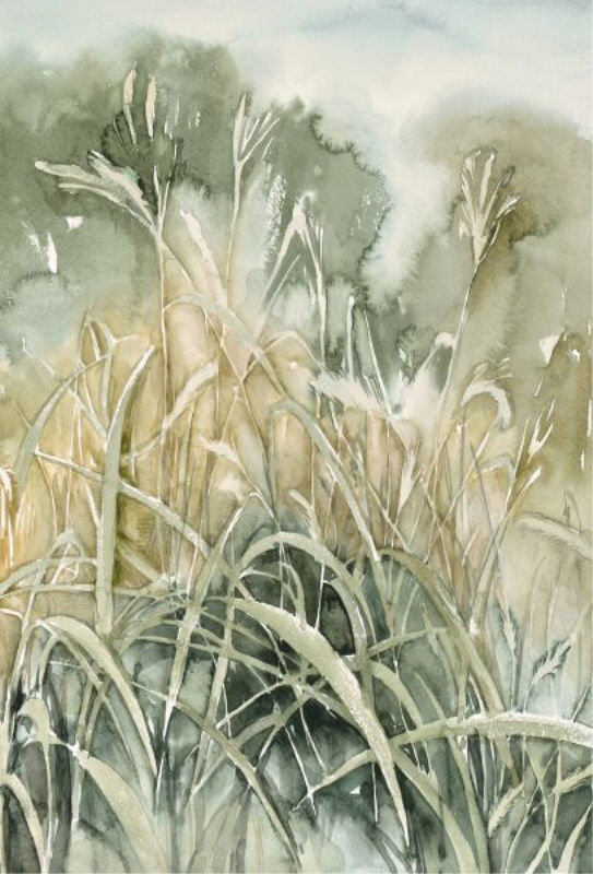 Forest Plant II Painting by Sara Brown, 35" H x 24" W, Knife Gel
