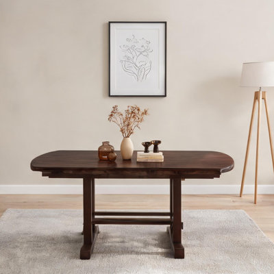Table de salle à manger extensible avec rallonge amovible, en bois massif et manufacturé, de 4 à 8 places, finition brun cerise