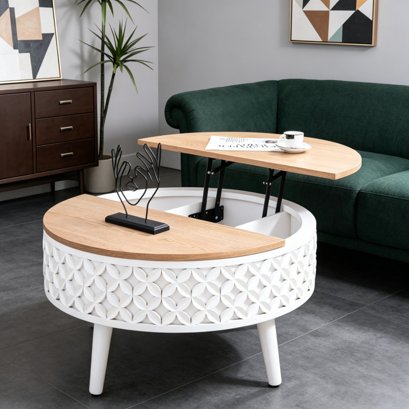 Table basse ronde avec rangement