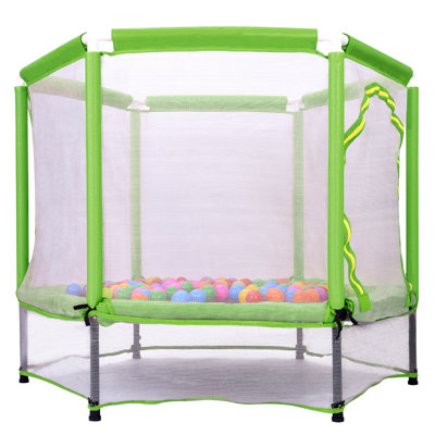 Trampoline 55 po pour tout-petit avec filet de sécurité et balles océaniques, mini-trampoline intérieur et extérieur pour enfants