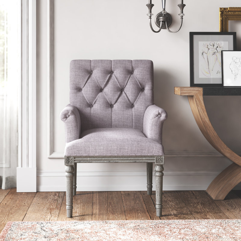 Upholstered Armchair, Light Gray