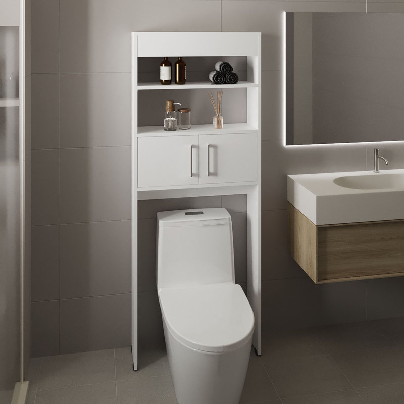 Au-dessus de l'armoire de toilette H 63 po, deux tablettes, porte double